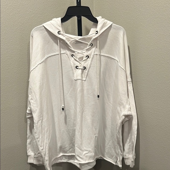 Aerie White Oversized Lace-Up Hoodie - Picture 1 of 3